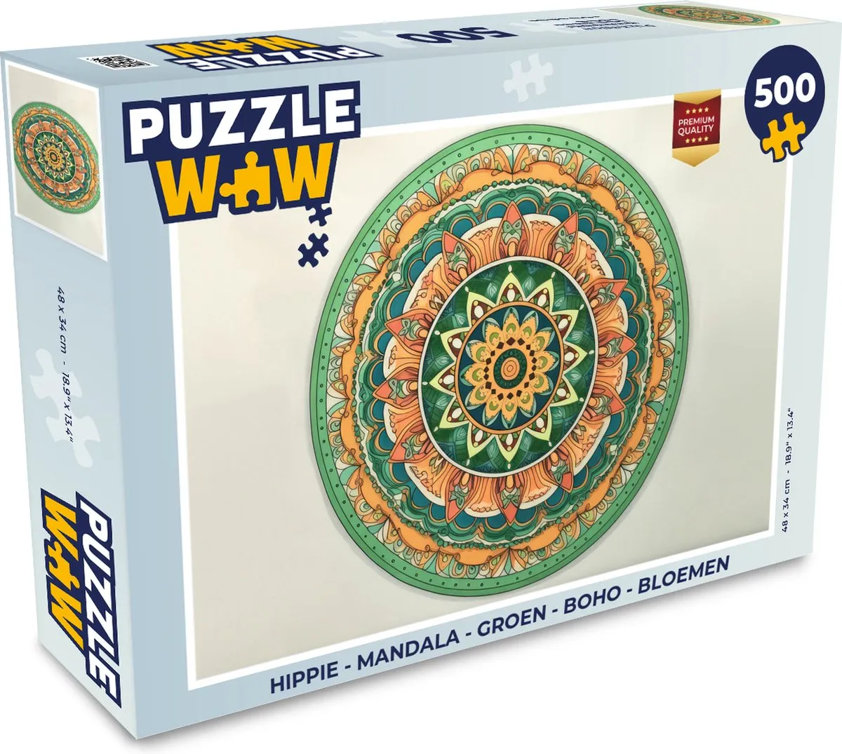 PuzzleWow Hippie Mandala Legpuzzel 500 Stuks