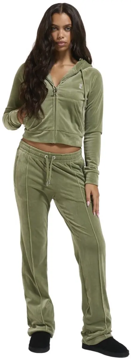 Juicy Couture Juicy Couture Tina Velour Track Pant With Diamante Branding GROEN