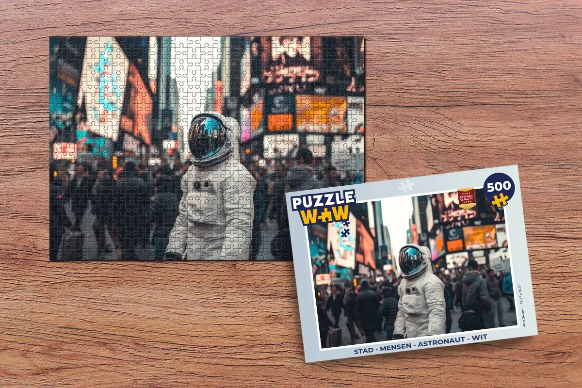 PuzzleWow Stad - Mensen - Astronaut Puzzel 1000 Stuks - Wit