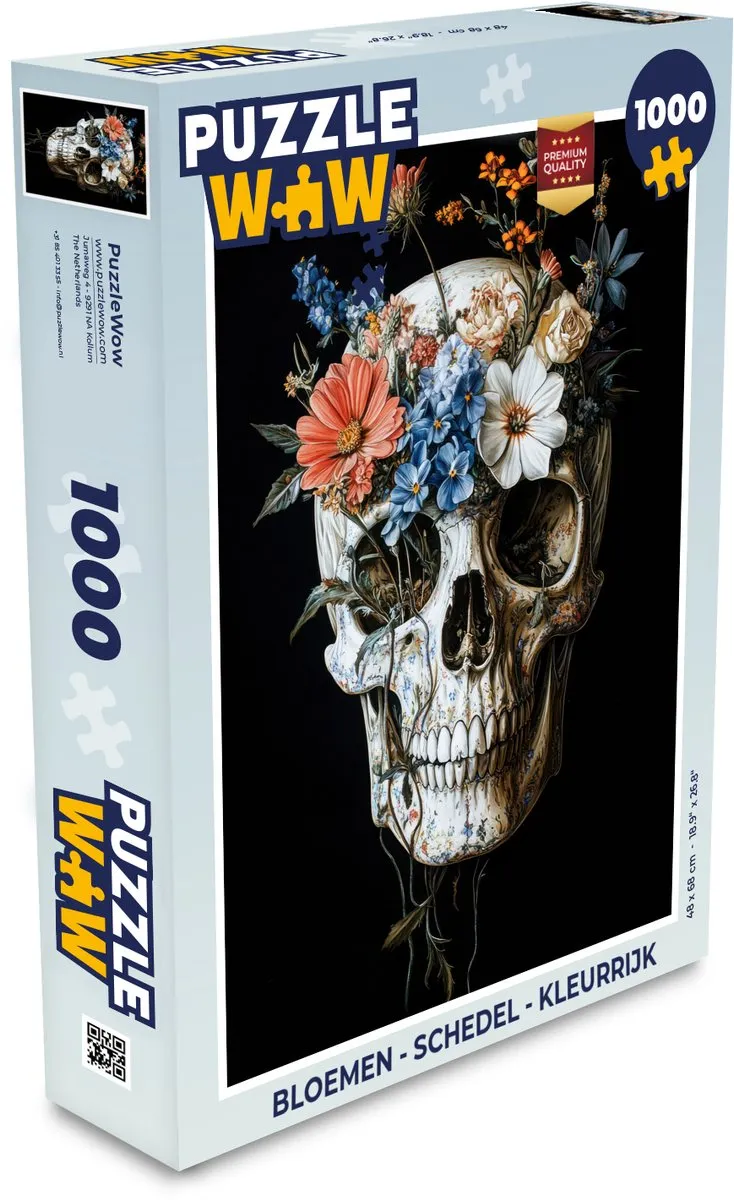 PuzzleWow Bloemen Schedel Legpuzzel 1000 Stuks