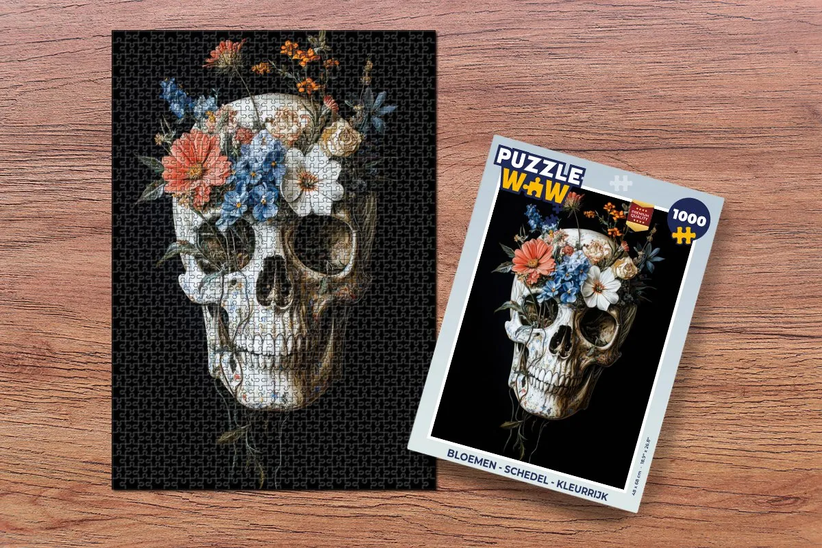 PuzzleWow Bloemen Schedel Legpuzzel 1000 Stuks - MPN 8721406839651