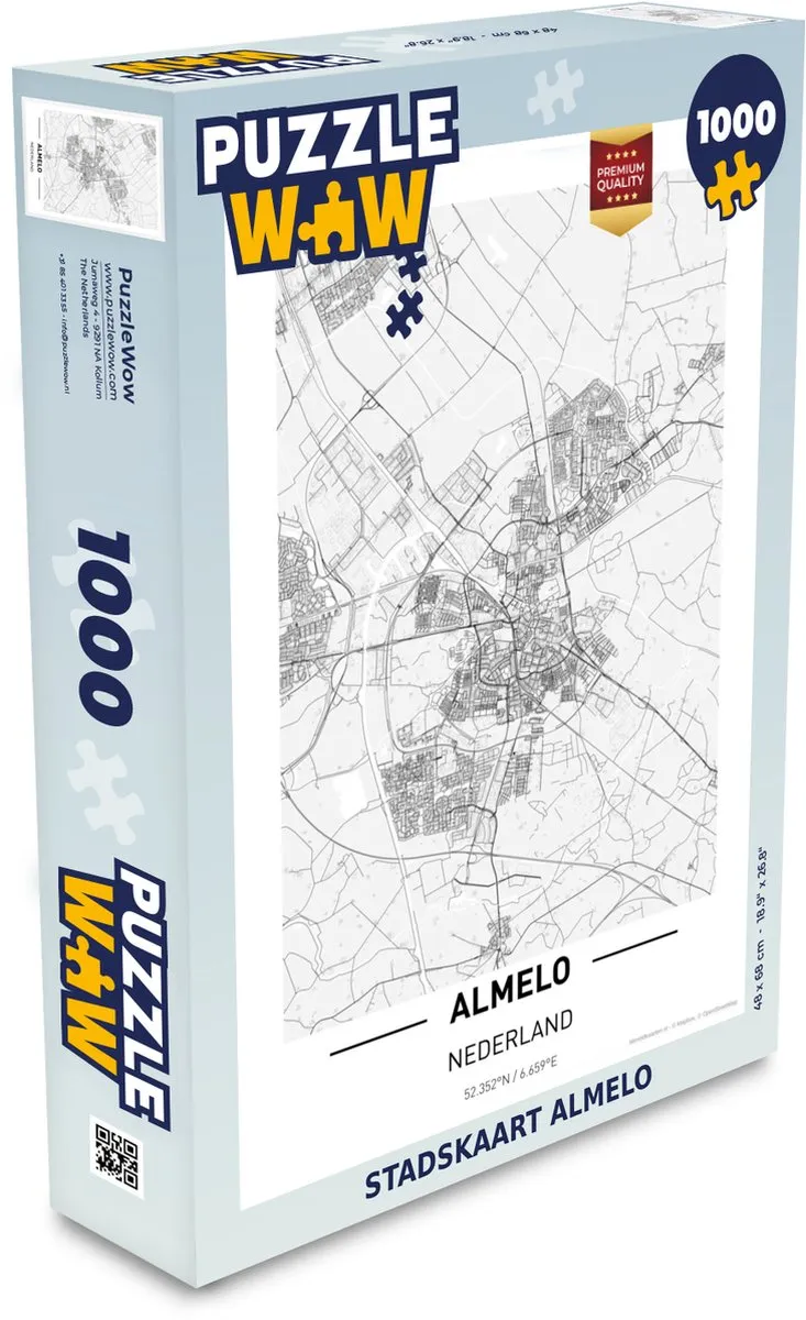 PuzzleWow Stadskaart Almelo Legpuzzel 1000 Stuks