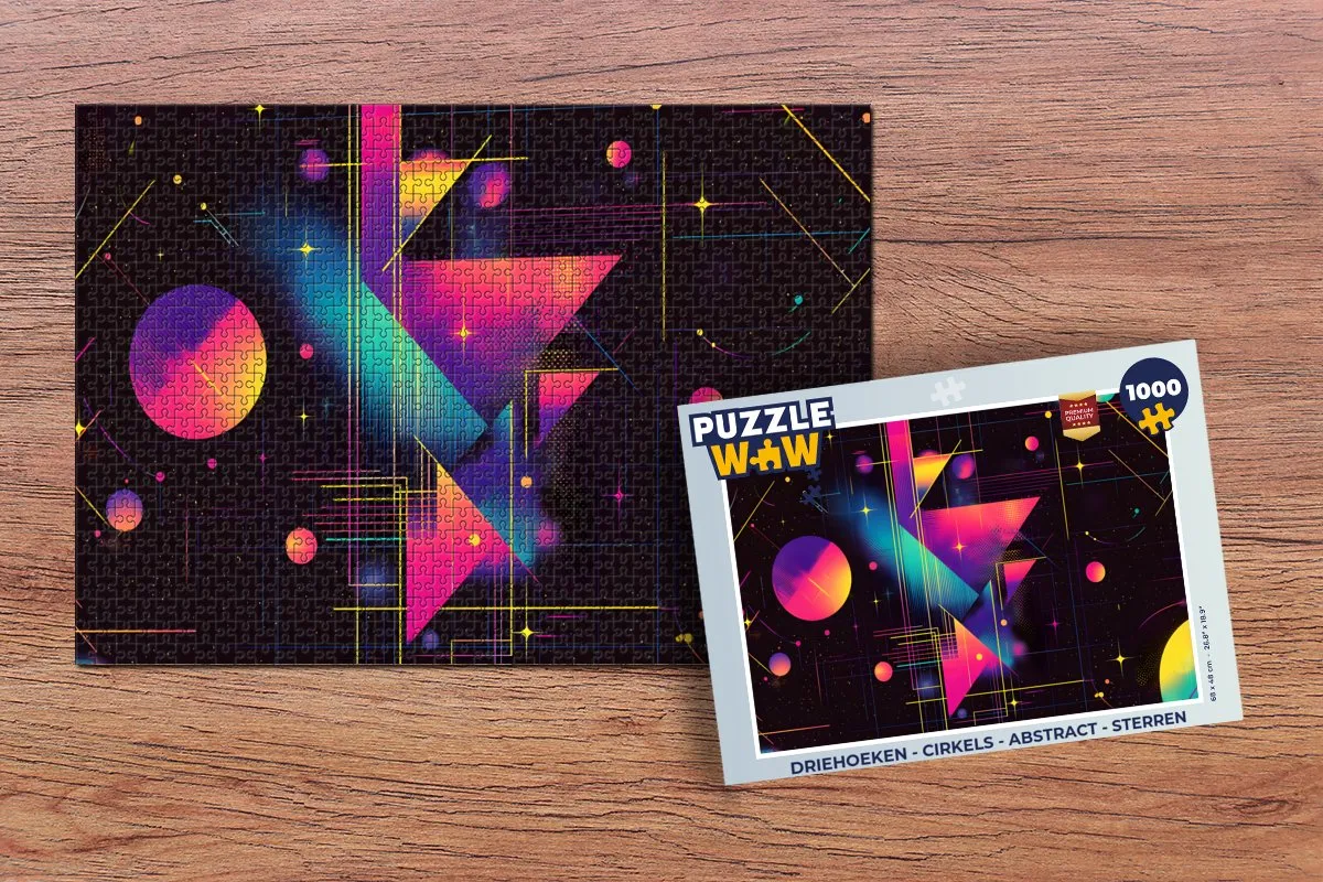 PuzzleWow Abstract Legpuzzel 1000 Stuks - Driehoeken/Cirkels