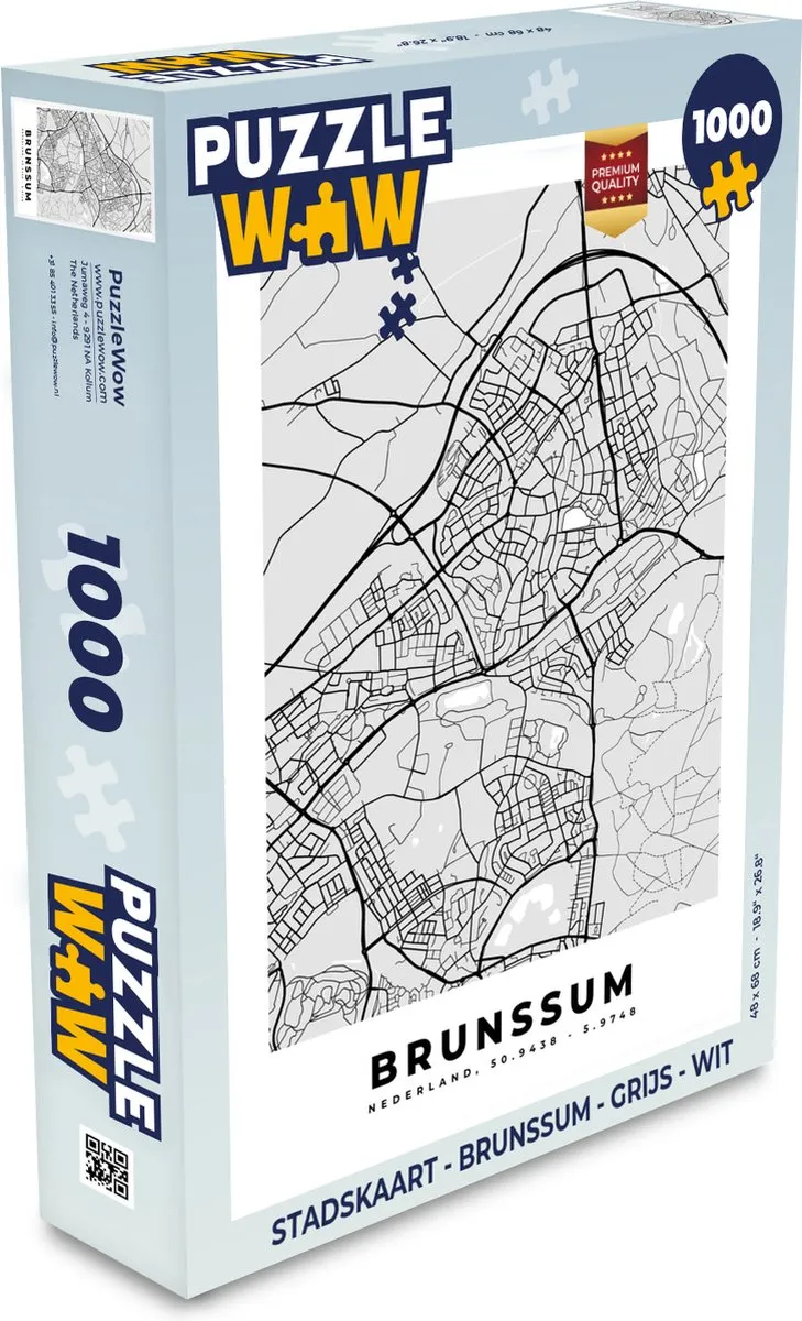 PuzzleWow Stadskaart Brunssum Legpuzzel 1000 Stuks