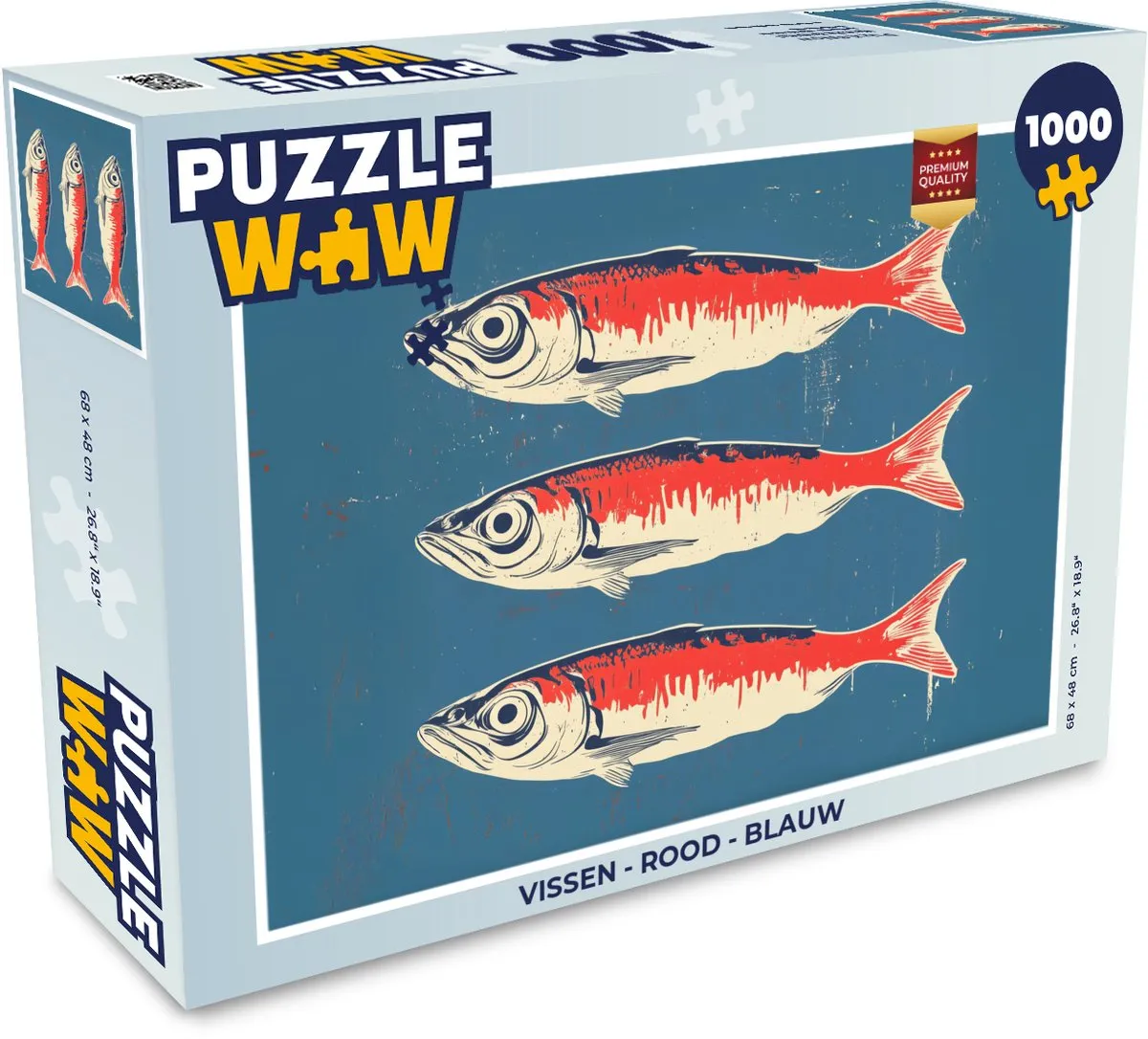 PuzzleWow Vissen Legpuzzel 1000 Stuks - Rood/Blauw