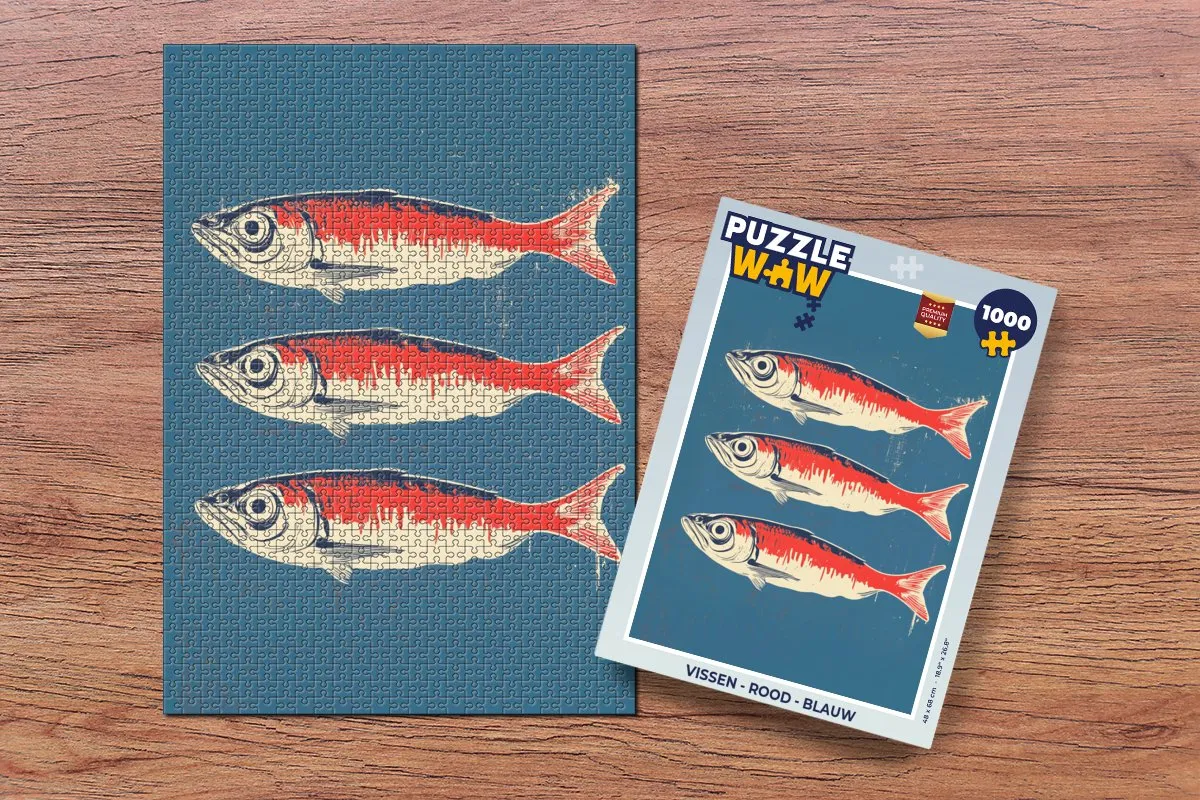 PuzzleWow Vissen Legpuzzel 1000 Stuks - Rood/Blauw