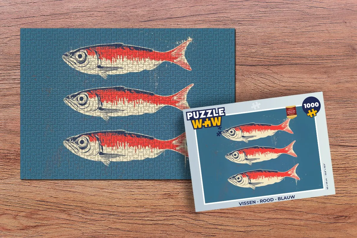 PuzzleWow Vissen Legpuzzel 1000 Stuks - Rood/Blauw