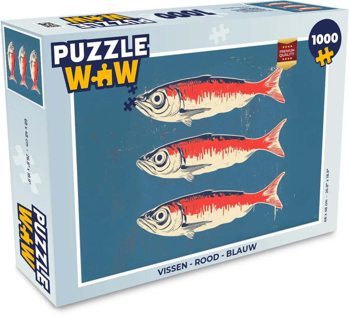 PuzzleWow Vissen Legpuzzel 1000 Stuks - Rood/Blauw