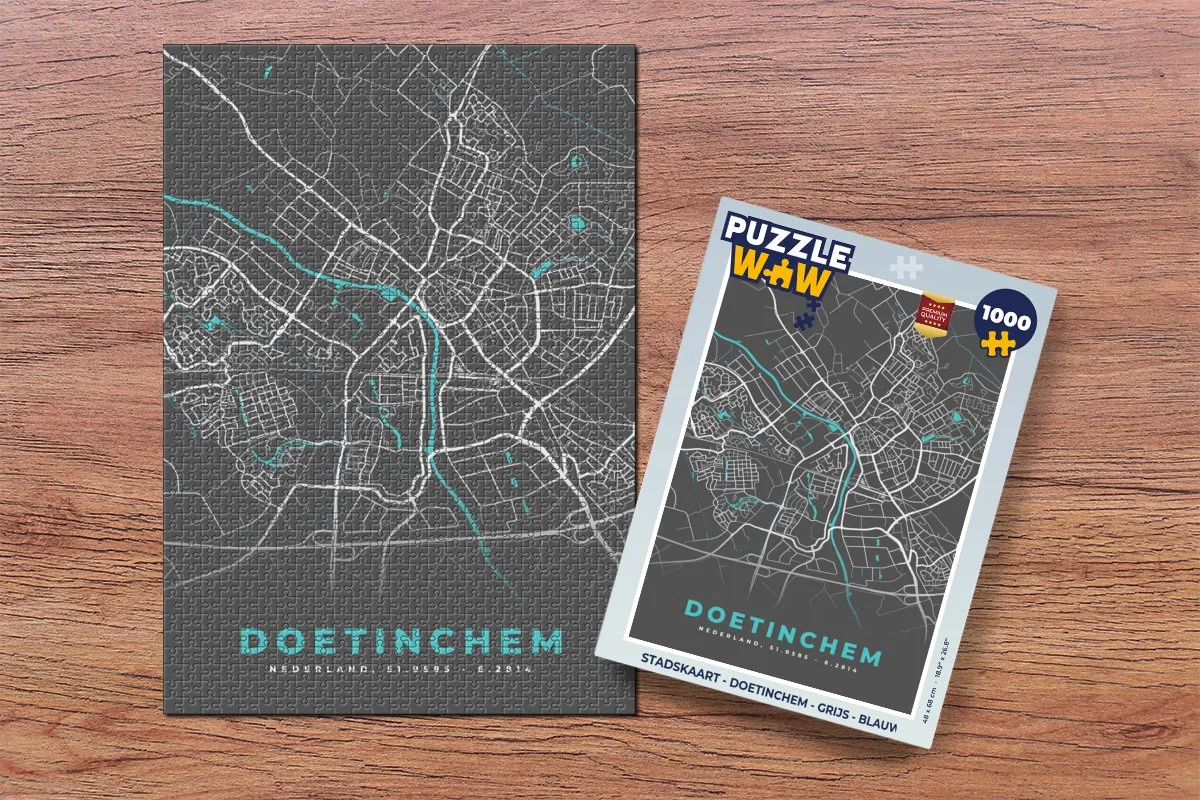 PuzzleWow Stadskaart Doetinchem Legpuzzel 1000 Stuks - Multicolor