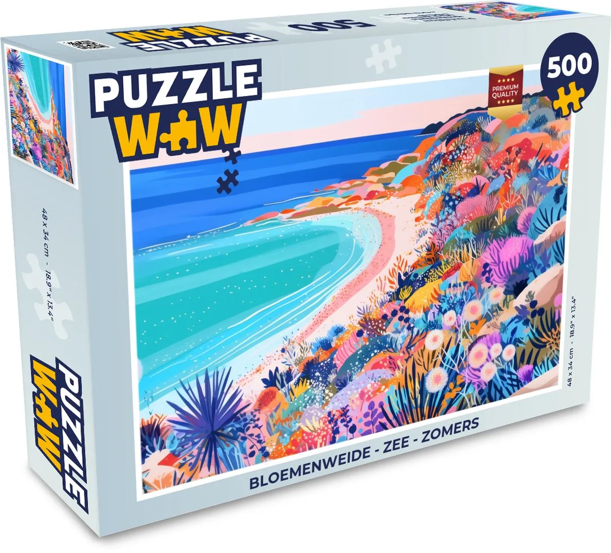 PuzzleWow Bloemenweide Zee Zomers Legpuzzel 500 Stuks