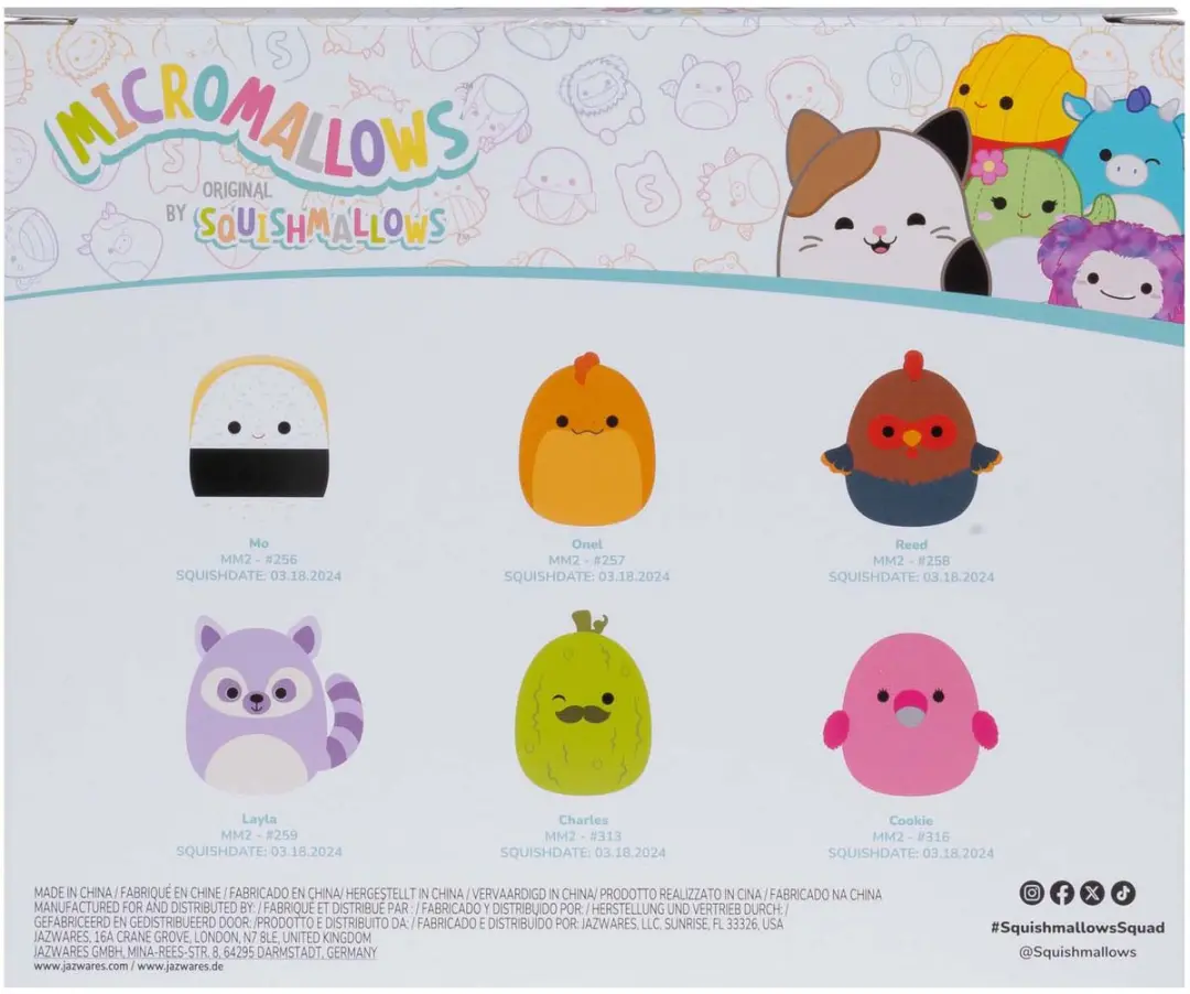 Squishmallows 6-Pack Pluche Knuffels - Multicolor
