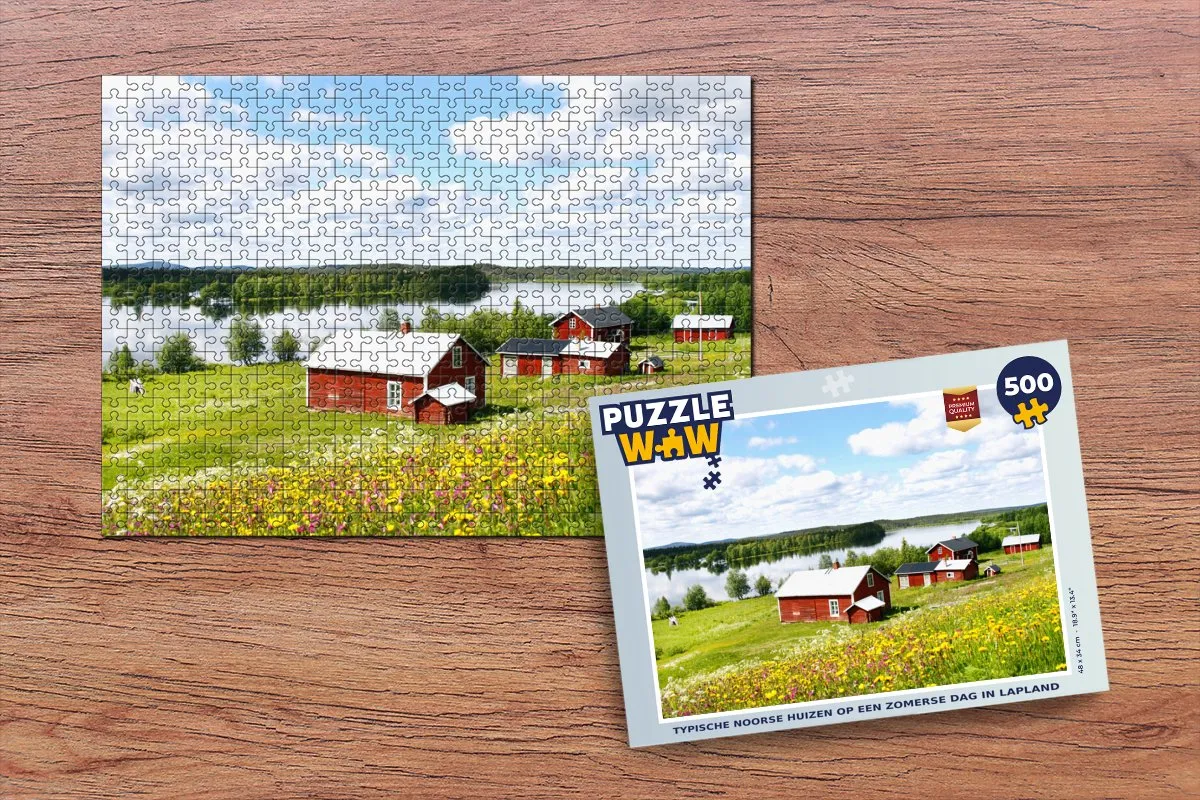 PuzzleWow Legpuzzel Typische Noorse Huizen 500 Stuks - Multicolor