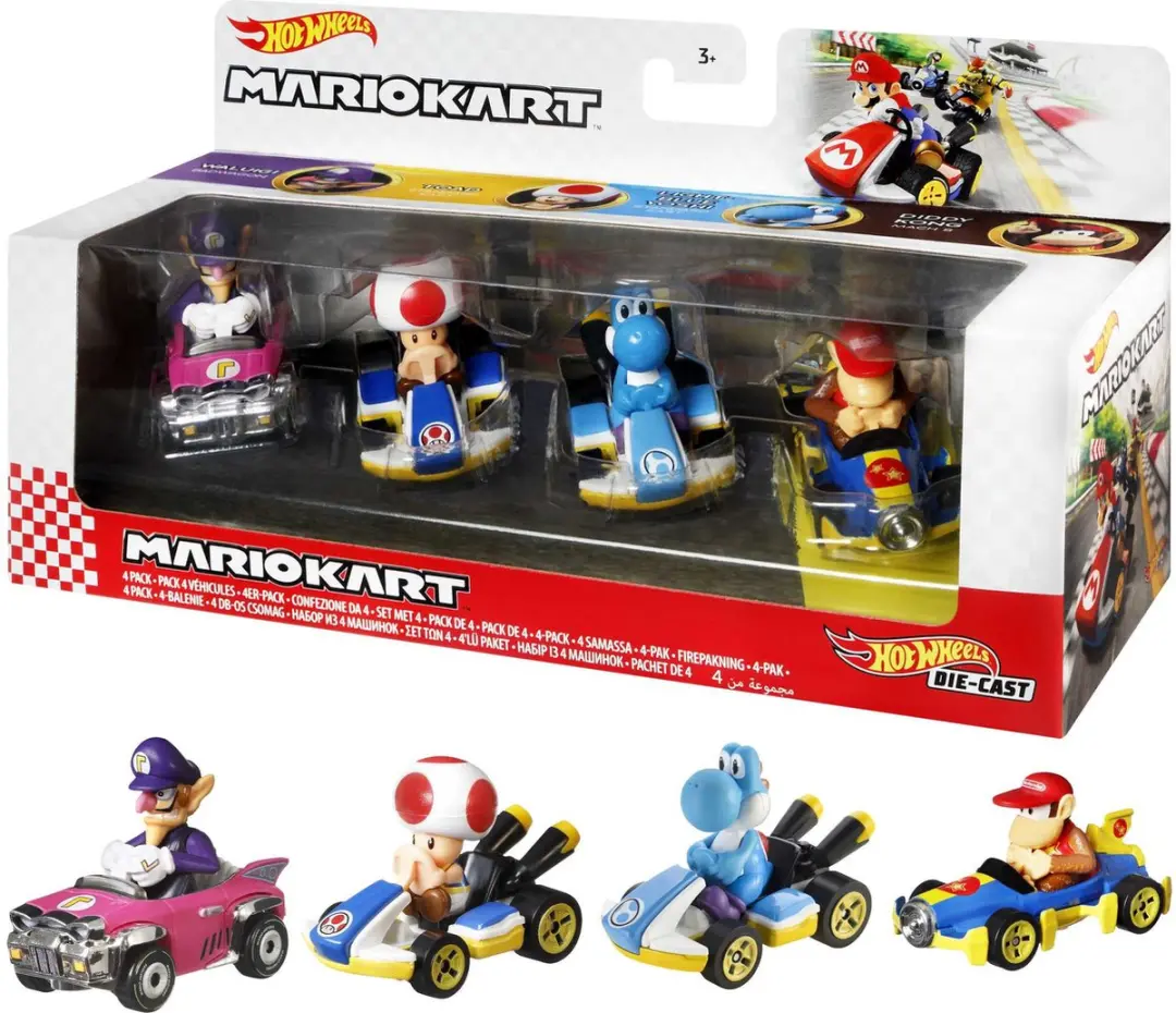 Hot Wheels Mario Kart Diecast auto's 4-pak