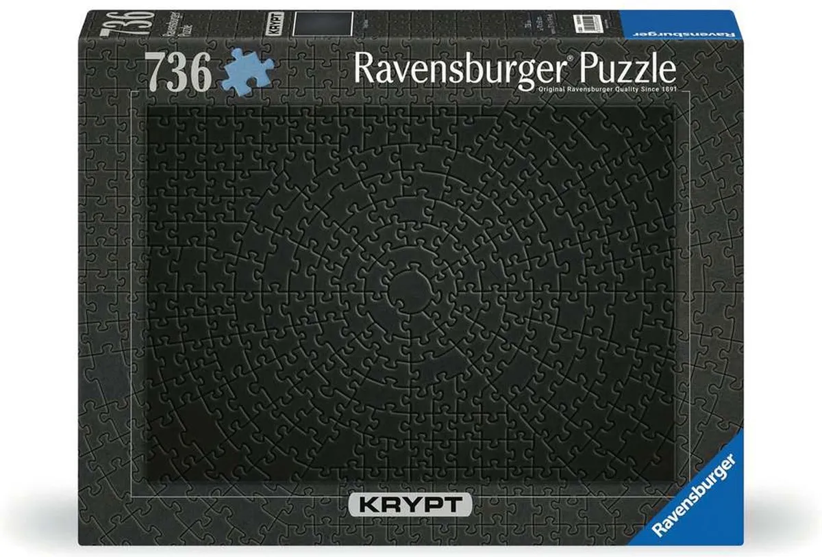 Ravensburger Krypt Puzzel 736 Stuks - Zwart