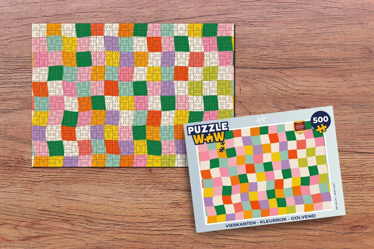 PuzzleWow Vierkanten Golvend Legpuzzel 500 Stuks - Kleurrijk