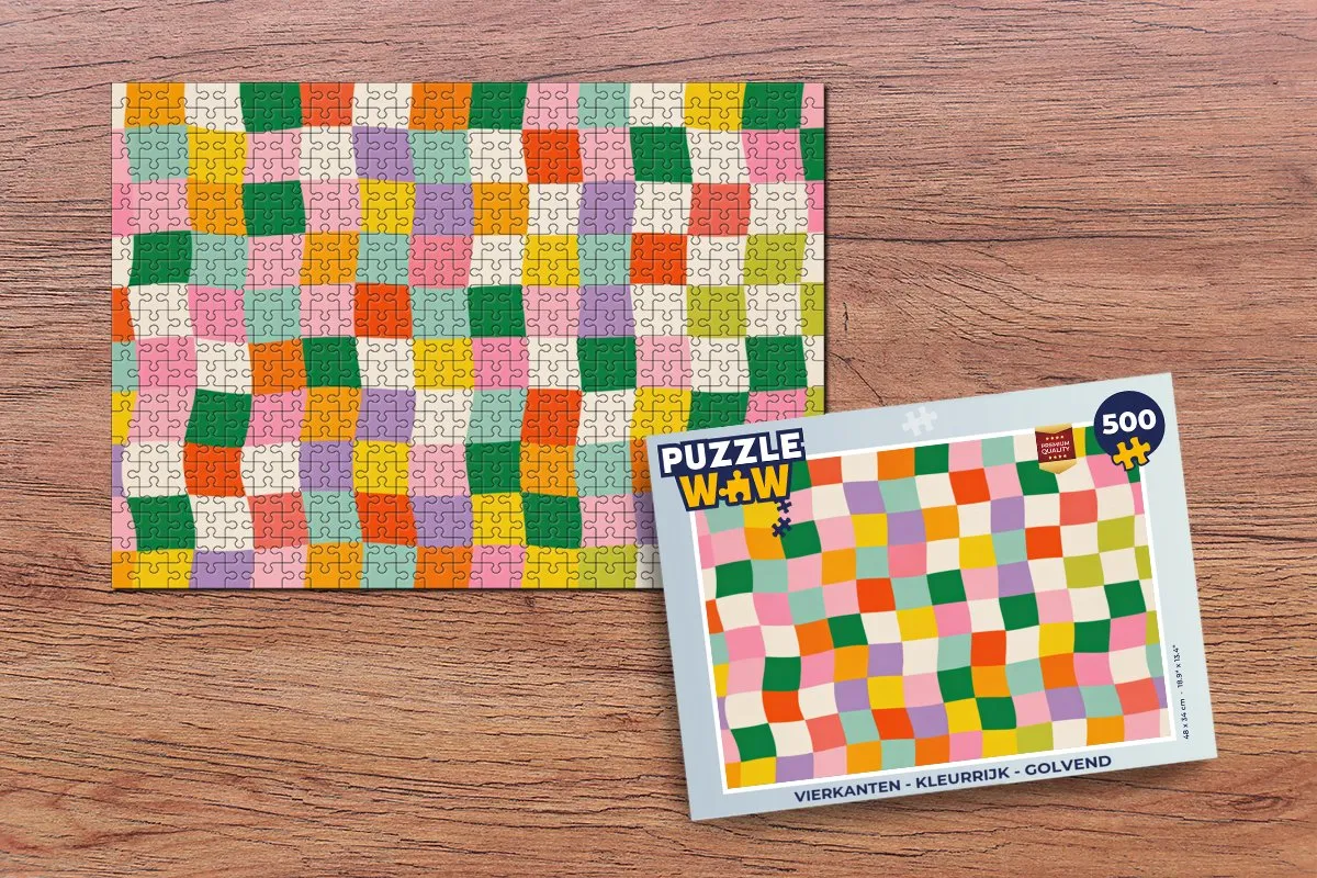 PuzzleWow Vierkanten Golvend Legpuzzel 500 Stuks - Kleurrijk
