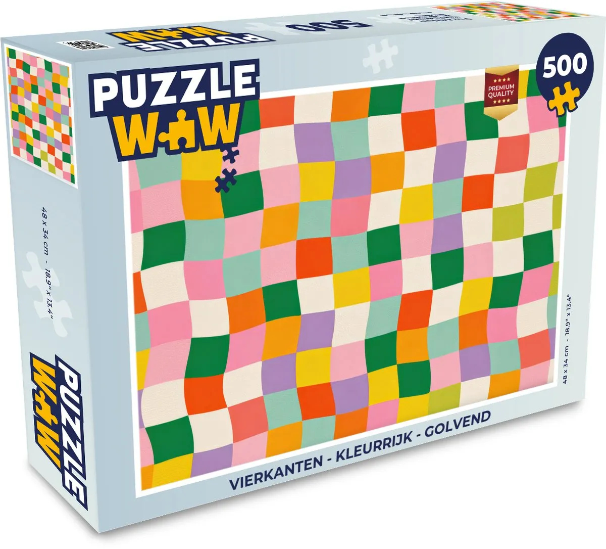 PuzzleWow Vierkanten Golvend Legpuzzel 500 Stuks - Kleurrijk