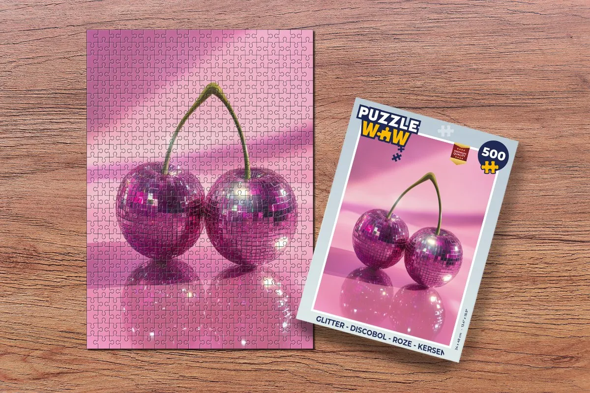 PuzzleWow Glitter Discobol Legpuzzel 500 Stuks - Roze/Kersen