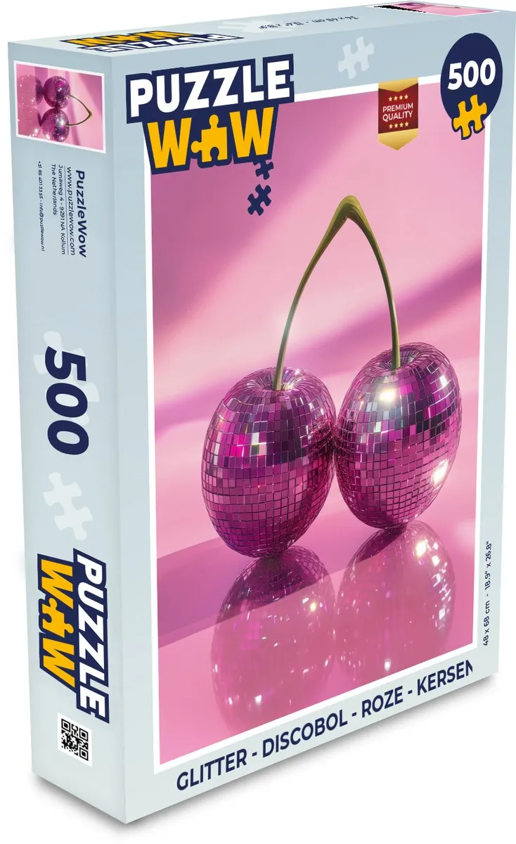 PuzzleWow Glitter Discobol Legpuzzel 500 Stuks - Roze/Kersen