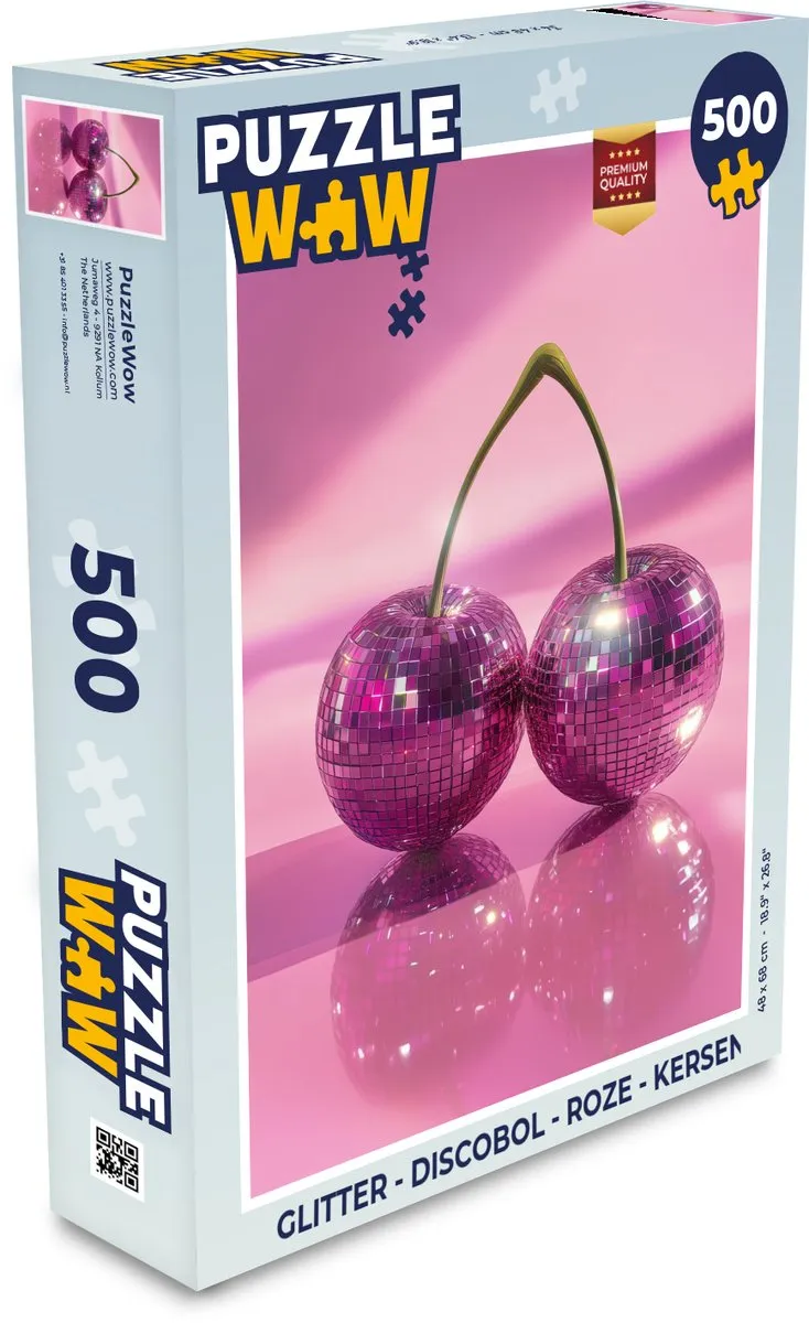PuzzleWow Glitter Discobol Legpuzzel 500 Stuks - Roze/Kersen
