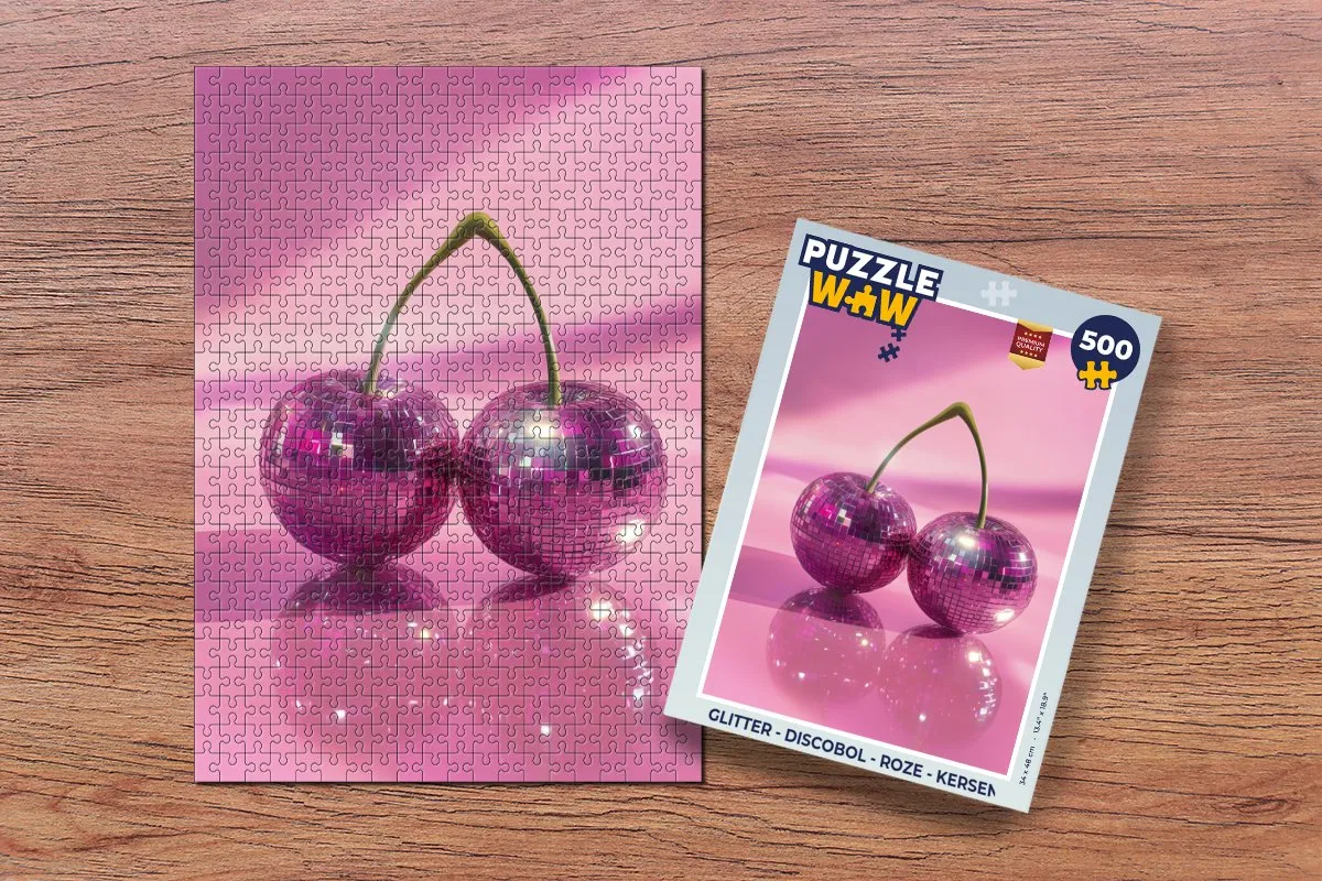 PuzzleWow Glitter Discobol Legpuzzel 500 Stuks - Roze/Kersen