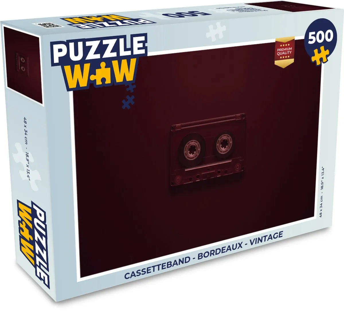 PuzzleWow Puzzel Cassetteband 500 Stuks - Vintage Bordeaux