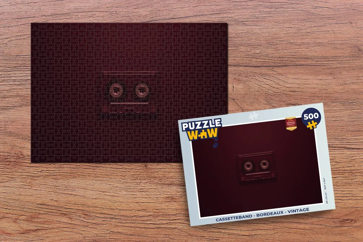 PuzzleWow Puzzel Cassetteband 500 Stuks - Vintage Bordeaux