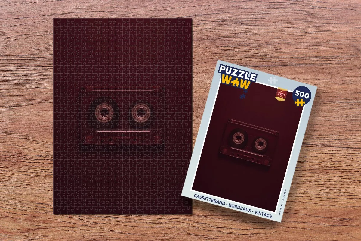 PuzzleWow Puzzel Cassetteband 500 Stuks - Vintage Bordeaux
