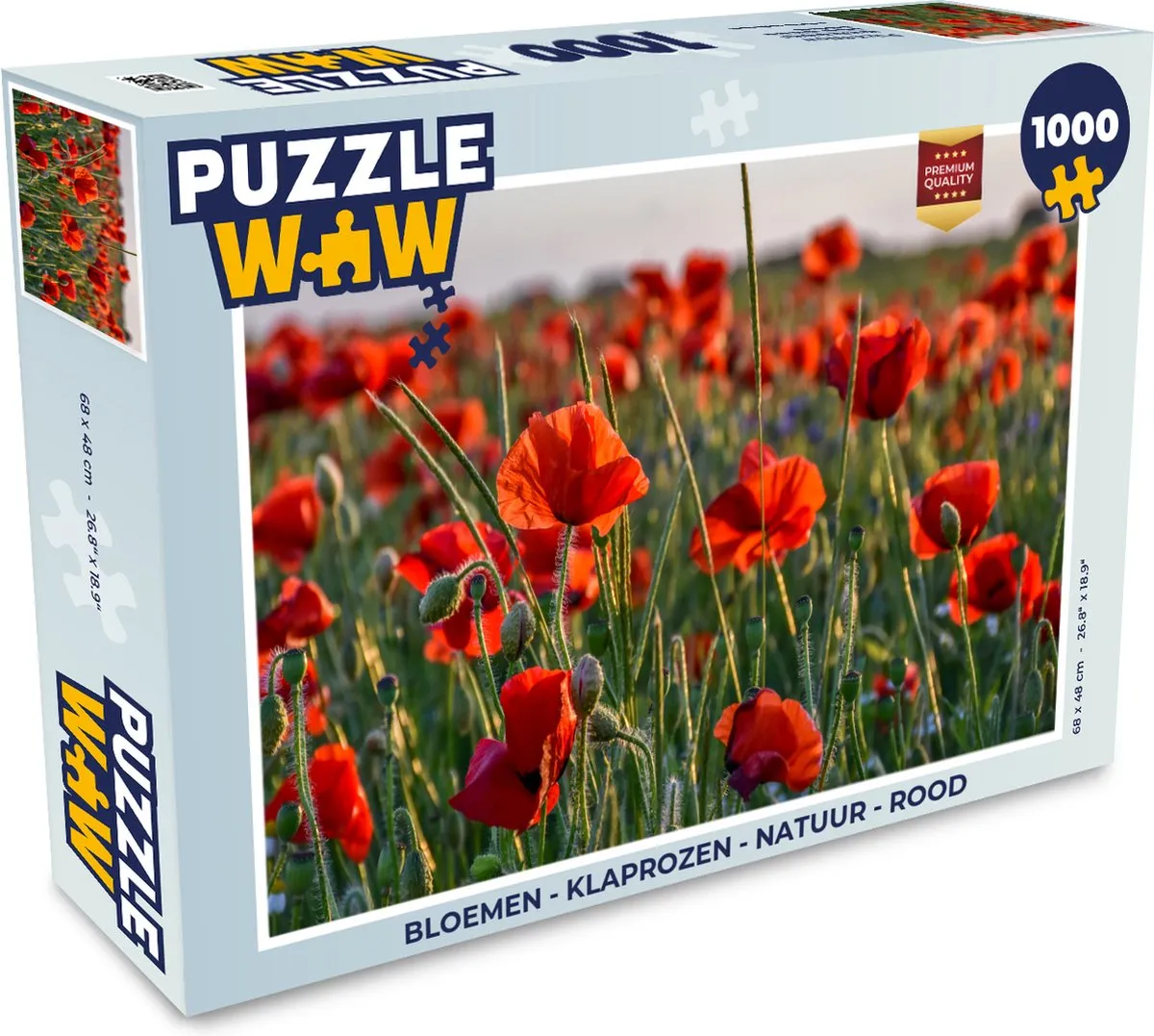 PuzzleWow Klaprozen Legpuzzel 1000 Stuks - Multicolor
