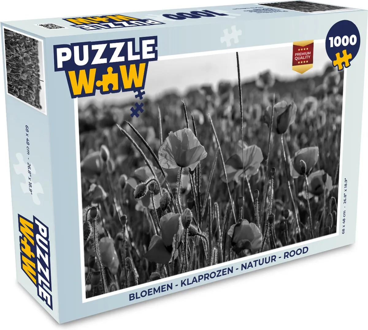 PuzzleWow Klaprozen Legpuzzel 1000 Stuks - Multicolor