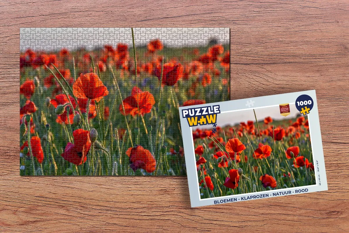 PuzzleWow Klaprozen Legpuzzel 1000 Stuks - Multicolor
