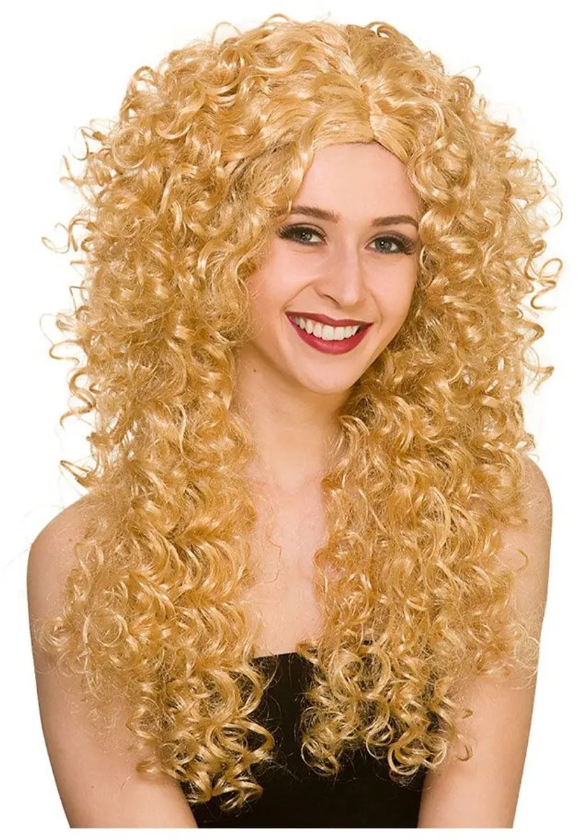 Blonde lange pruik met krullen