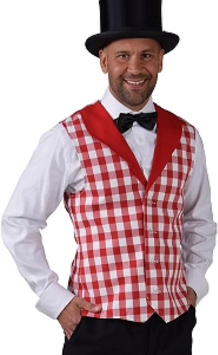 Brabant Gilet rood/wit geblokt heren