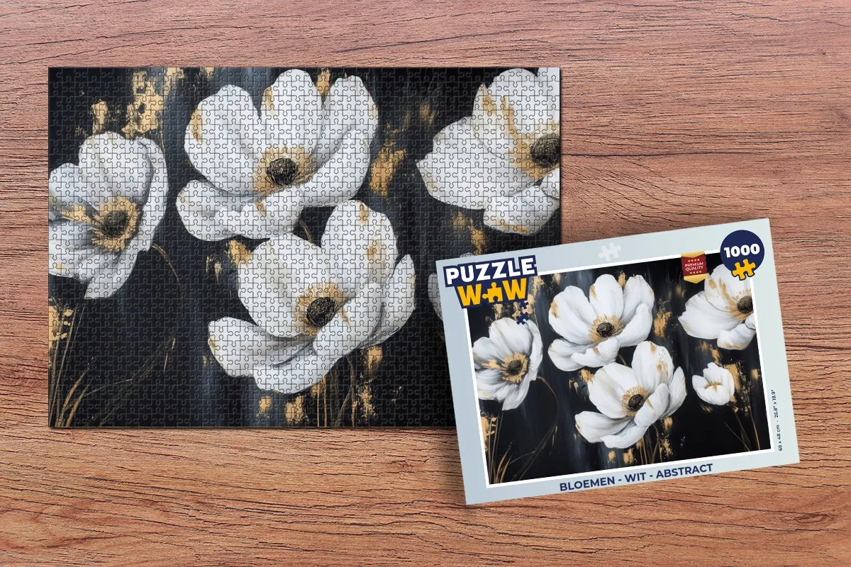 PuzzleWow Bloemen Abstract Legpuzzel 1000 Stuks - Wit