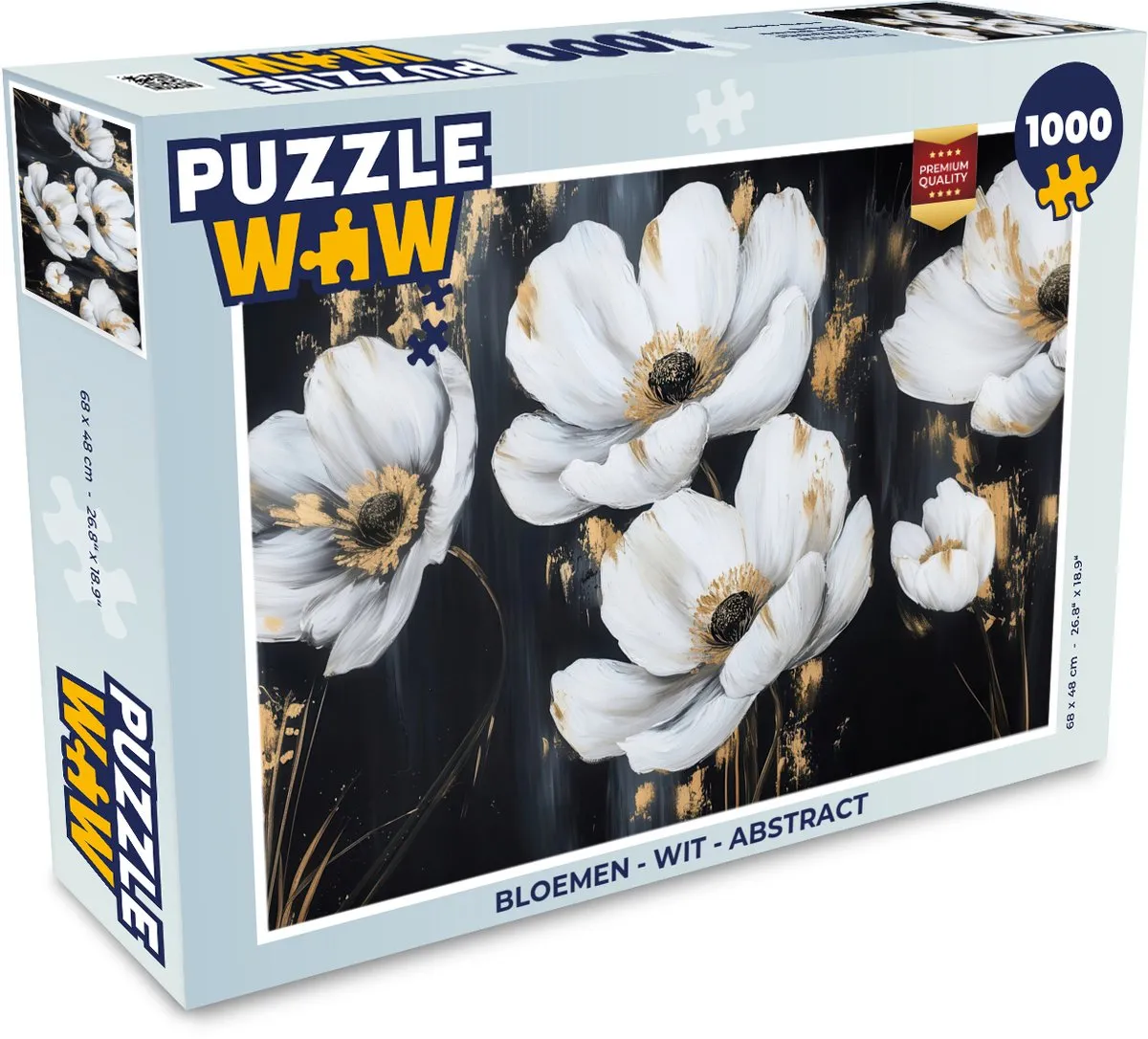 PuzzleWow Bloemen Abstract Legpuzzel 1000 Stuks - Wit
