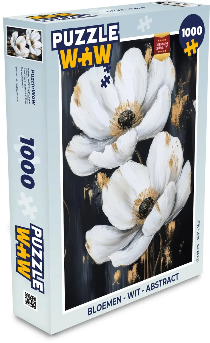 PuzzleWow Bloemen Abstract Legpuzzel 1000 Stuks - Wit