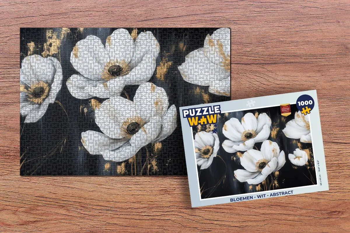 PuzzleWow Bloemen Abstract Legpuzzel 1000 Stuks - Wit