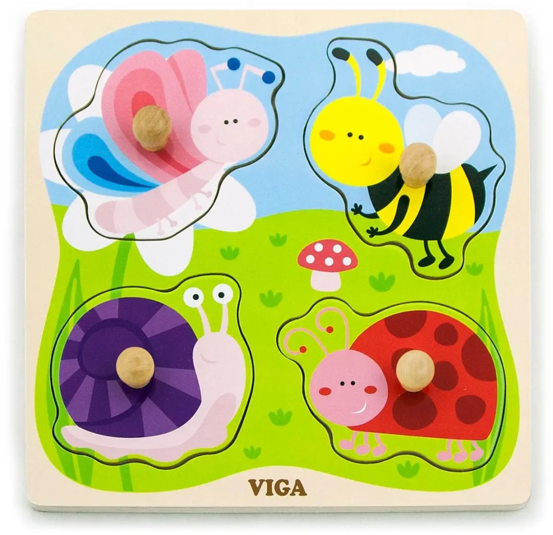 Viga Toys Vormenpuzzel Insecten Junior 4 Stuks