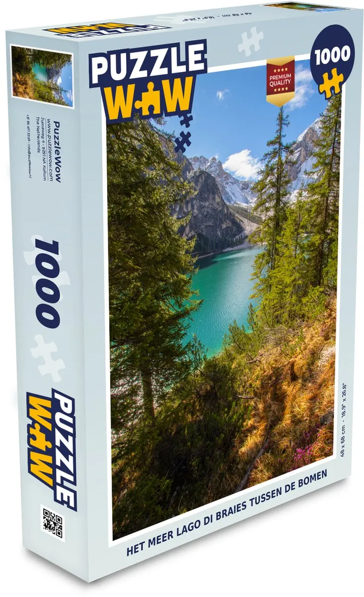 PuzzleWow Het Meer Lago di Braies Legpuzzel 1000 Stuks