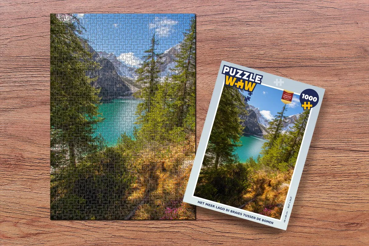PuzzleWow Het Meer Lago di Braies Legpuzzel 1000 Stuks - Multicolor