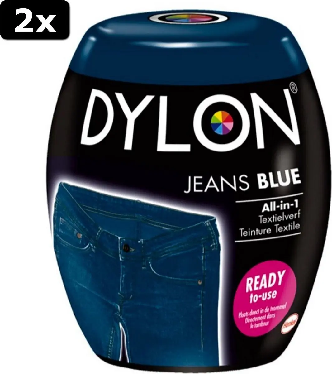2x Dylon Machinewas Textielverf Jeans Blue 350 gr