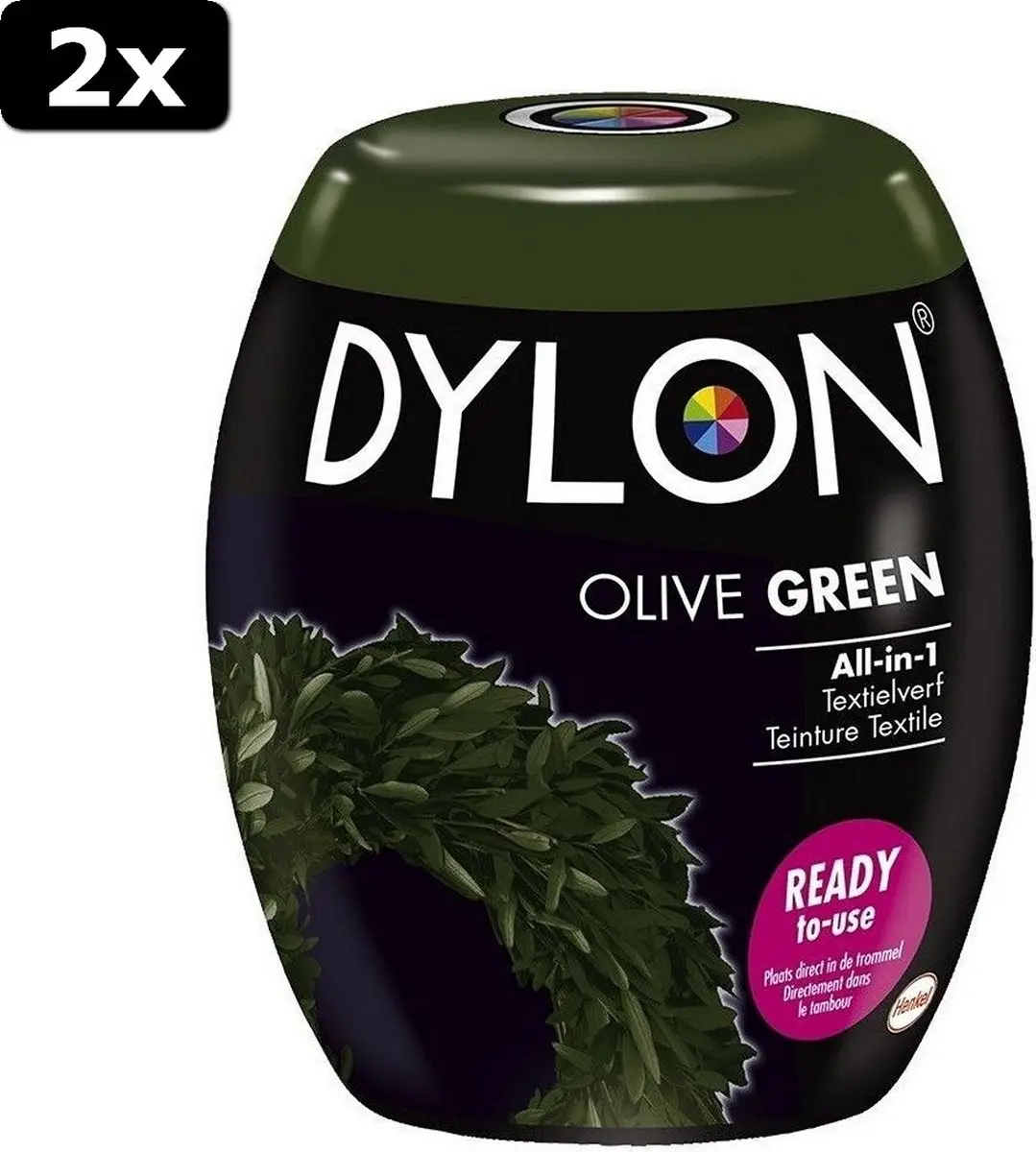 2x Dylon Machinewas Textielverf Olive Gree 350 gr
