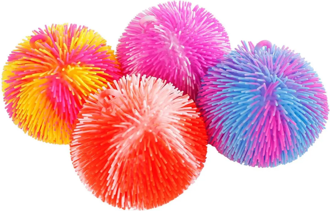 Puffer Mania bal speelgoed 20cm multikleuren stressbal.