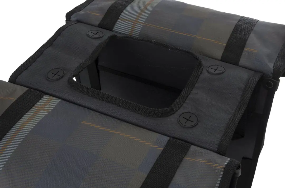 FastRider Dex Dubbele Fietstas Basics Geruit - 36L - Antraciet - afbeelding 5 van 6