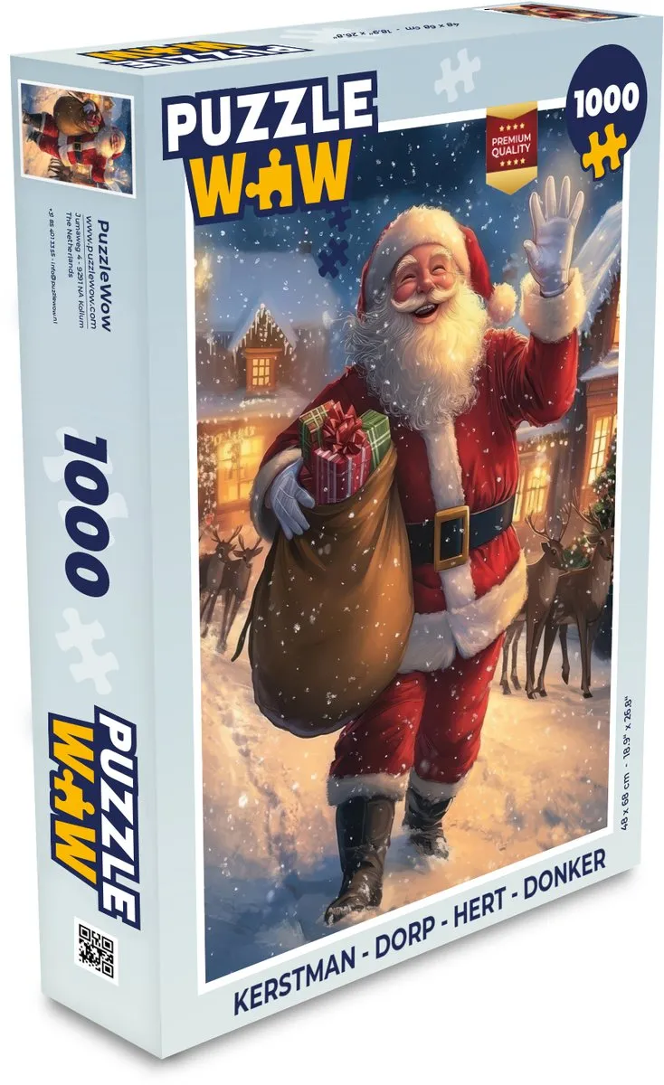 PuzzleWow Kerstman Dorp Hert Puzzle 1000 Stuks