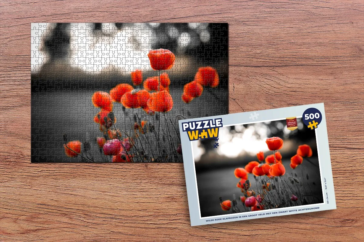 PuzzleWow Legpuzzel Wilde Rode Klaprozen 500 Stuks - Multicolor