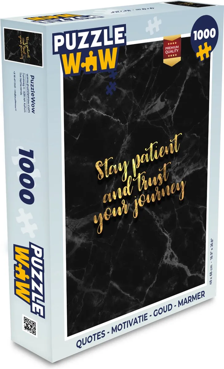 PuzzleWow Quotes Motivatie Legpuzzel 1000 Stuks - Goud/Marmer Multicolor