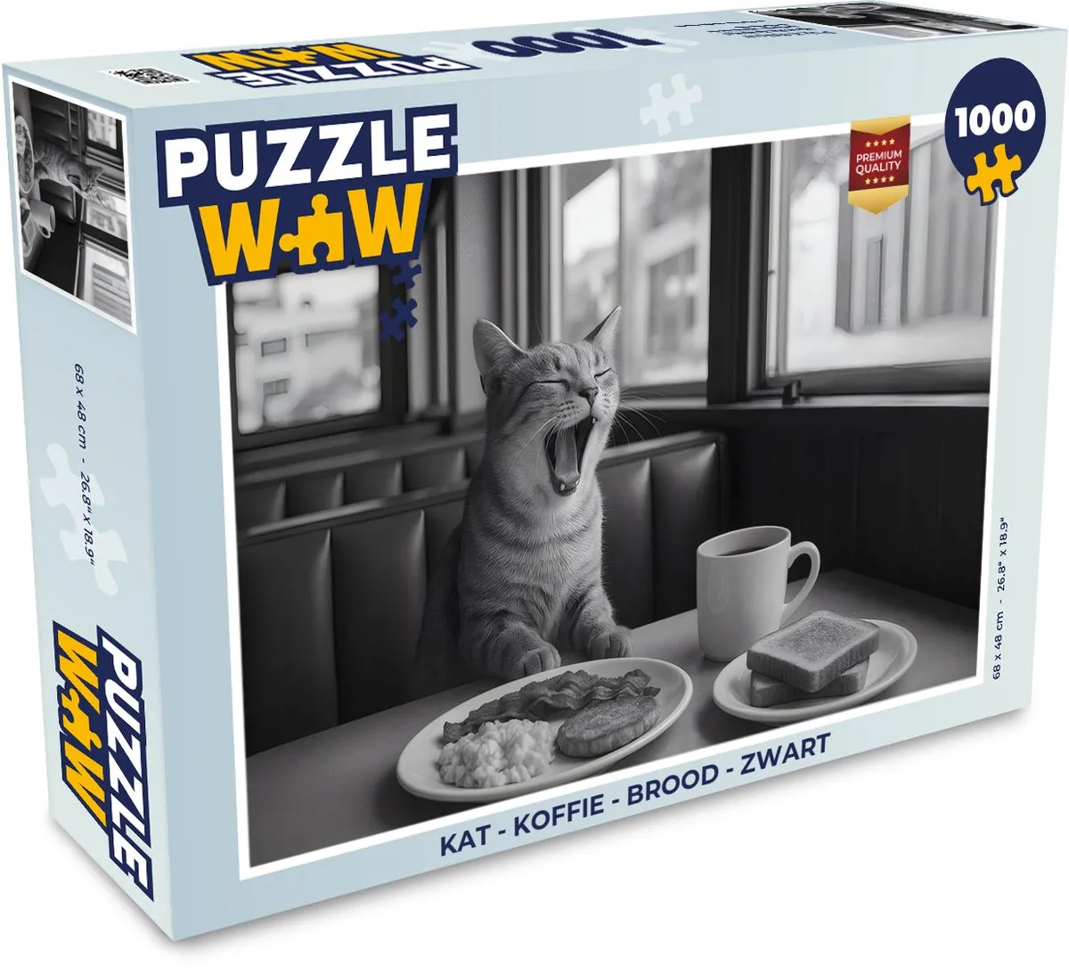 PuzzleWow Legpuzzel Kat - Koffie 1000 Stuks - 8721375318058