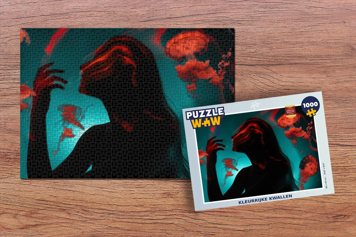 PuzzleWow Kwal Rood Abstract Legpuzzel 1000 Stuks