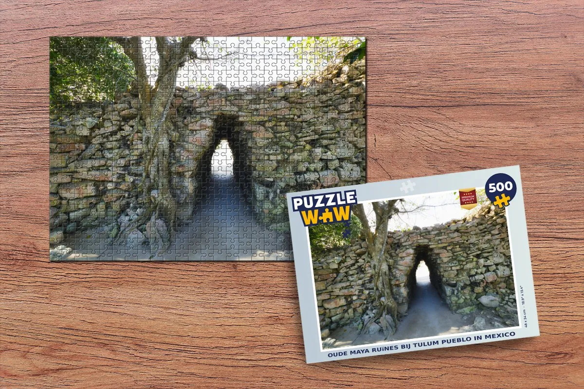 PuzzleWow Oude Maya Ruïnes Tulum 500 Puzzelstukken - Multicolor
